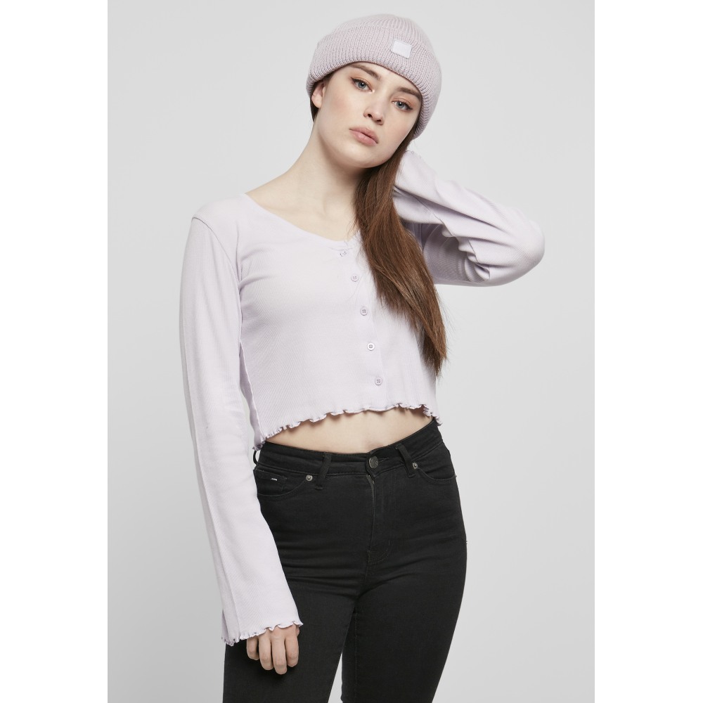 Urban Classics - Cropped Rib Cardigan - Paars